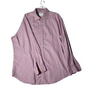 T.M. Lewin Men's Slim Fit Dress Shirt Size 18/36 Pink Gingham Cotton Long Sleeve